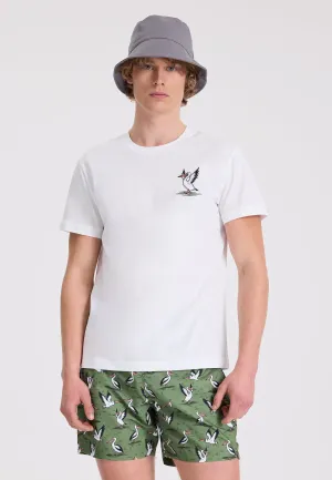 Lacivert Baskılı Bisiklet Yaka Pamuklu Regular Fit Erkek T-Shirt WMEMBROIDERY PELICAN