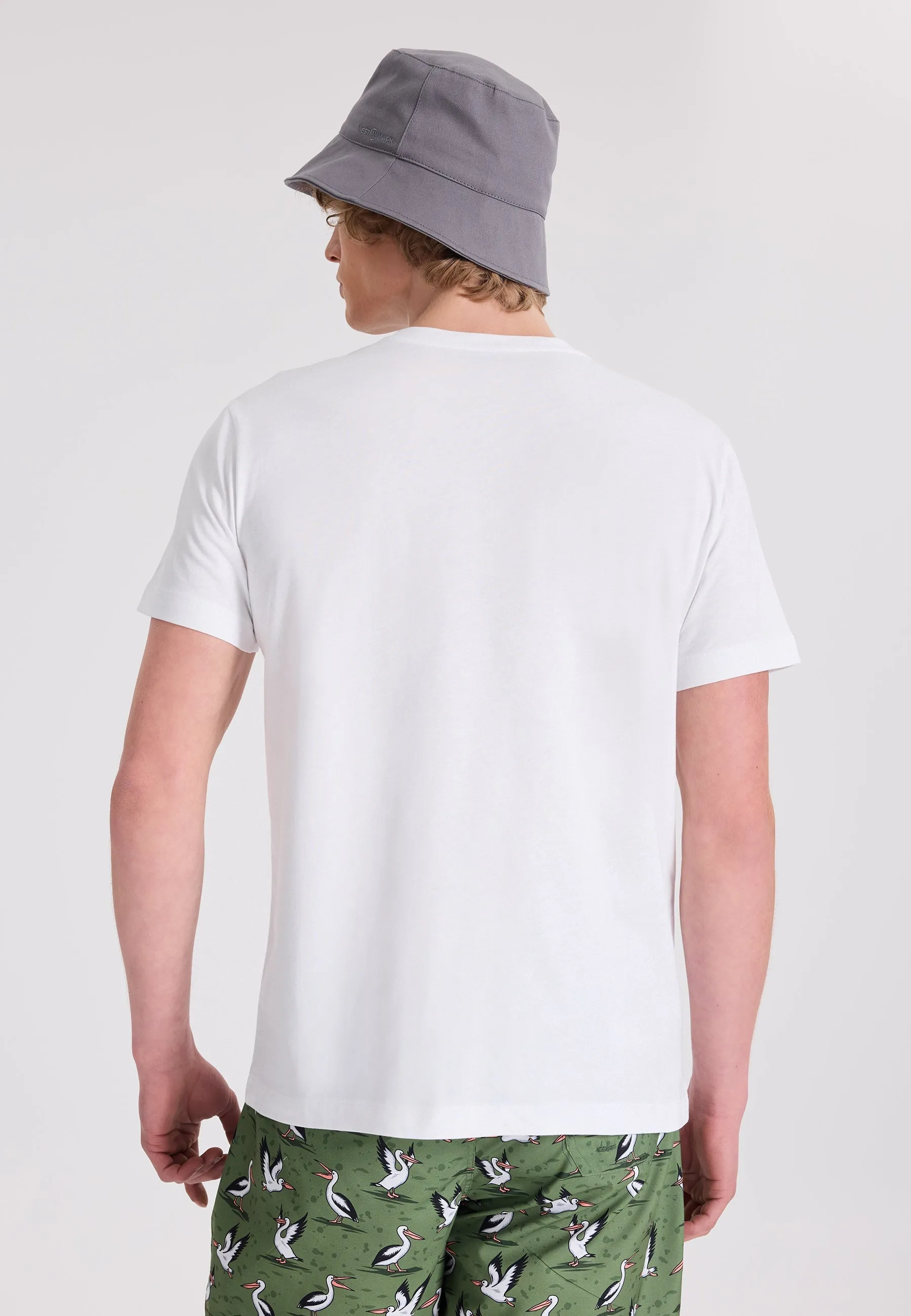 Lacivert Baskılı Bisiklet Yaka Pamuklu Regular Fit Erkek T-Shirt WMEMBROIDERY PELICAN