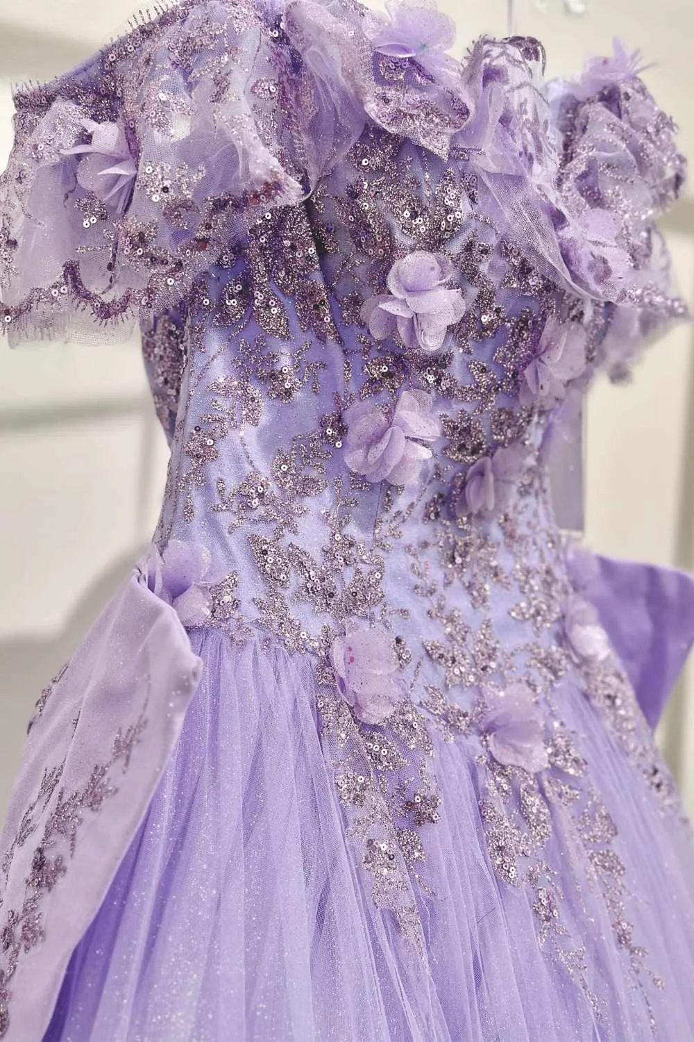 Ladivine 15701 Floral Off the Shoulder A-line Quince Ball Gown