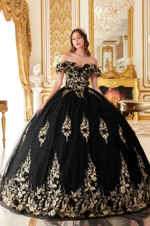 Ladivine 15701 Floral Off the Shoulder A-line Quince Ball Gown