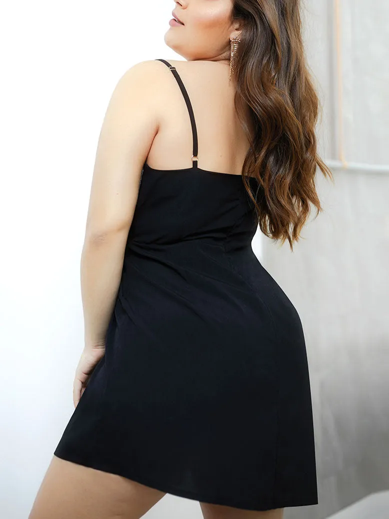 Large Size Women's Sequins Stitching Dress Cross Deep V Sexy Straps Hip Skirt