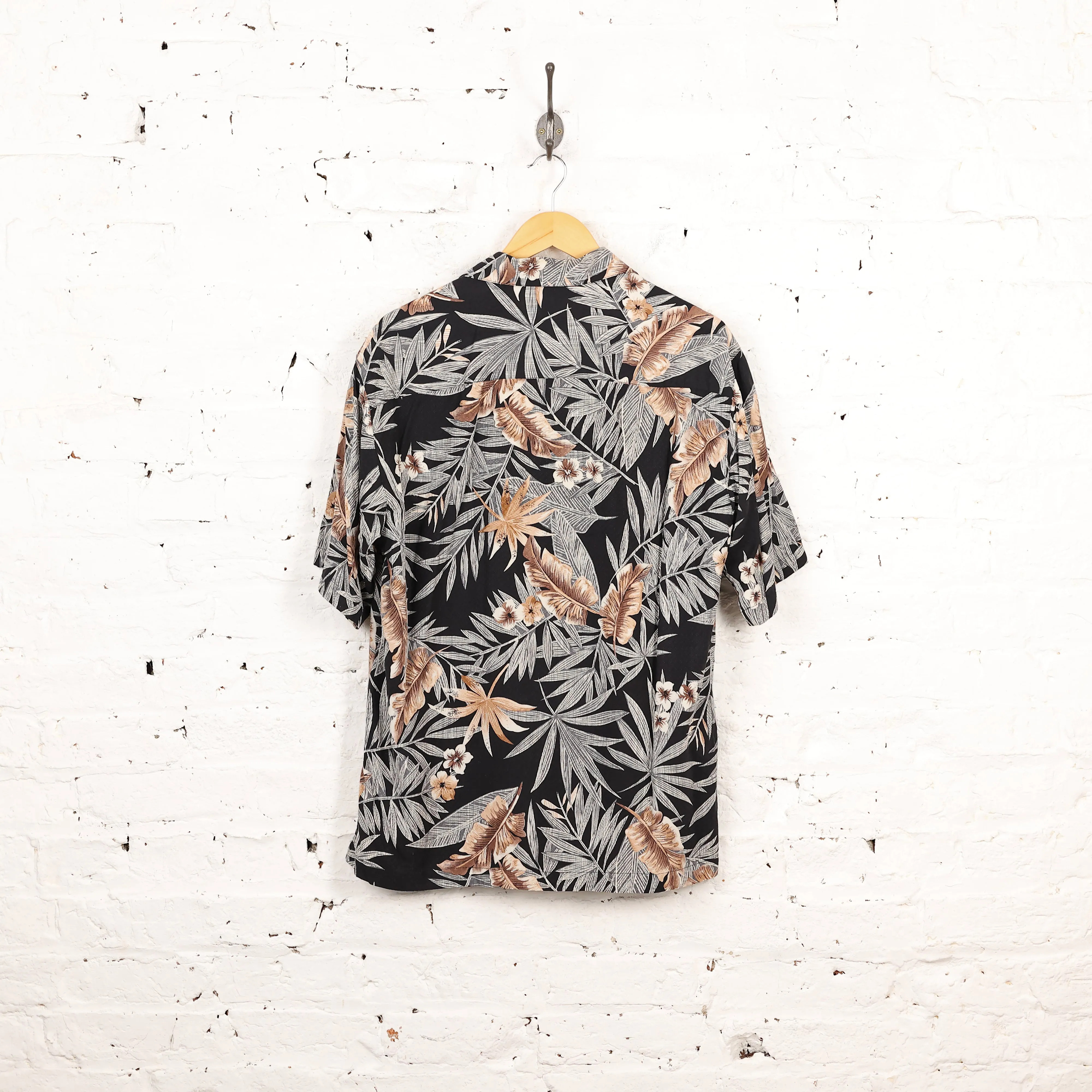 Leaves Hawaiian Pattern Shirt - Black - M