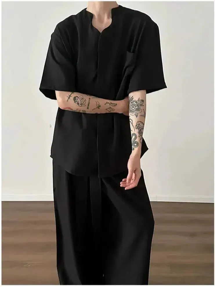 Loose Irregular Ice Silk Collar Shirt