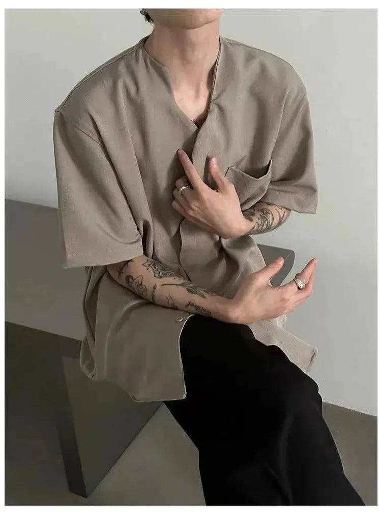 Loose Irregular Ice Silk Collar Shirt