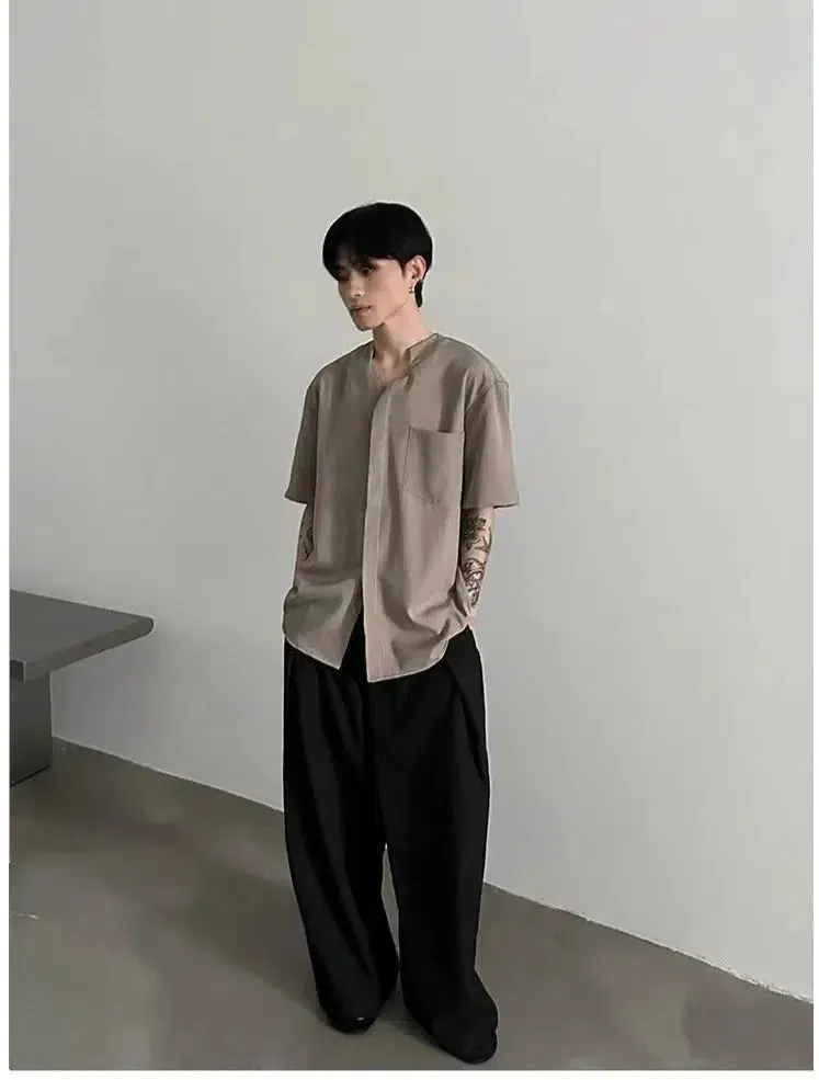 Loose Irregular Ice Silk Collar Shirt