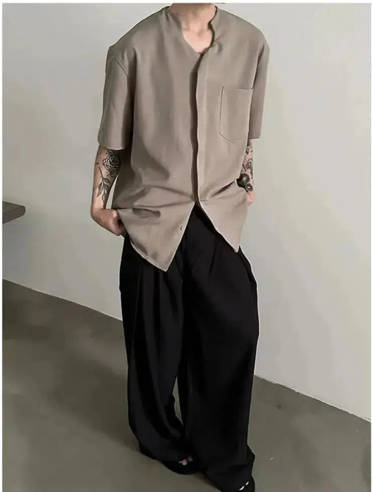 Loose Irregular Ice Silk Collar Shirt