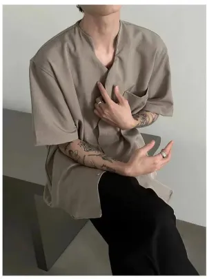 Loose Irregular Ice Silk Collar Shirt