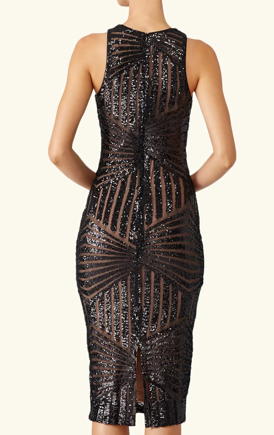MACloth Sheath O Neck Sequin Midi Cocktail Dress Little Black Dress