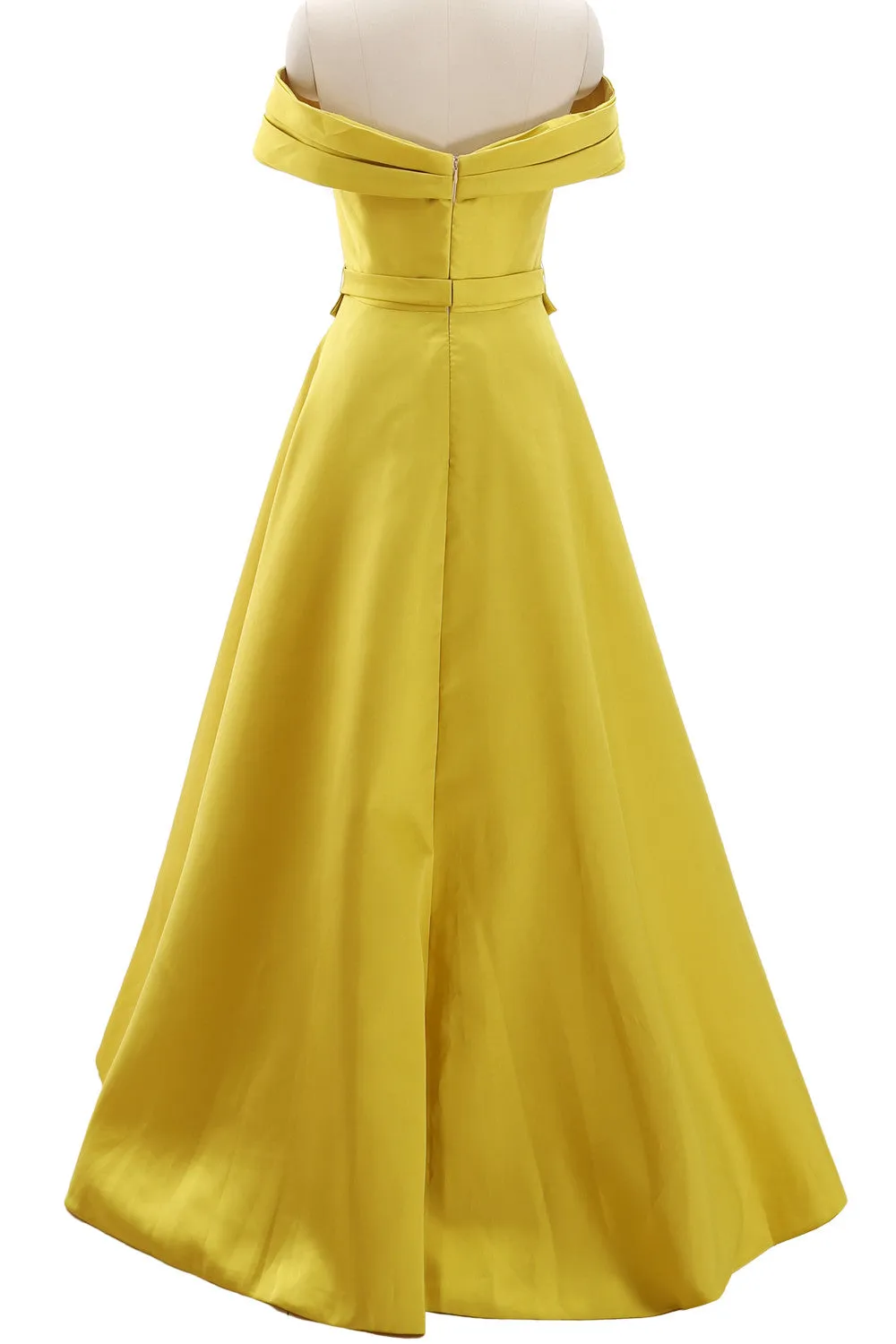 MACloth Women Off the Shoulder Satin Maxi Prom Dress Formal Party Evening Gown