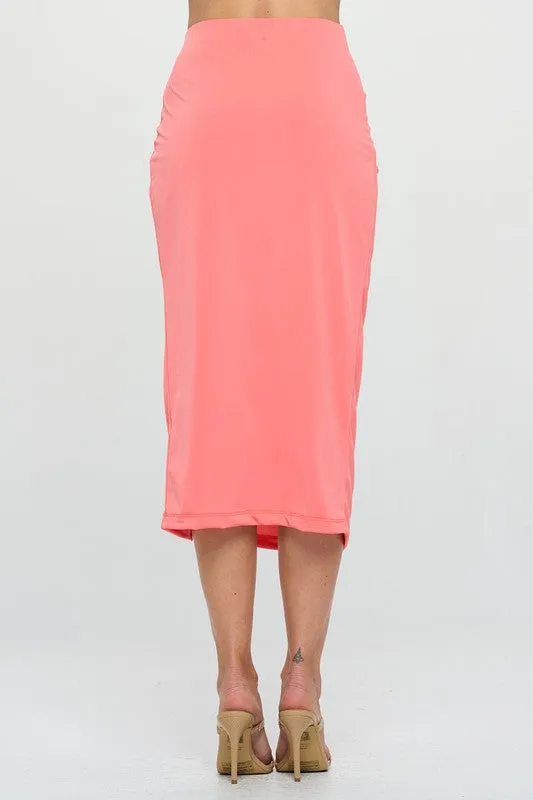 Made in USA Midi Skirt with Front Knot and Slit