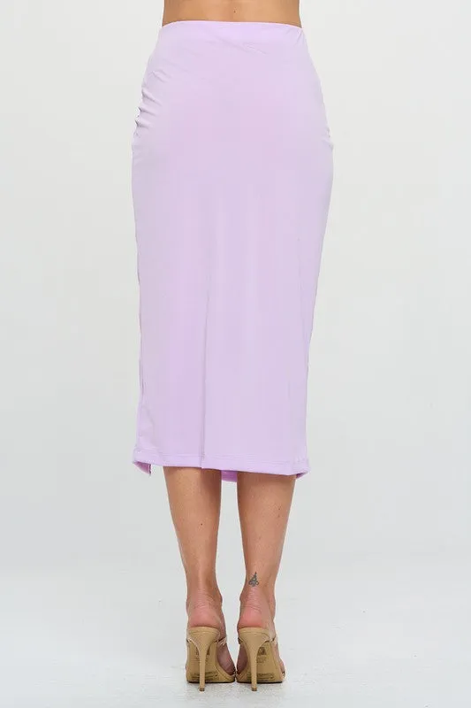 Made in USA Midi Skirt with Front Knot and Slit