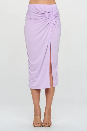 Made in USA Midi Skirt with Front Knot and Slit
