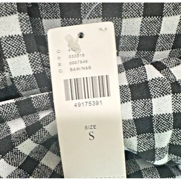 Maeve Anthropologie‎ Black White Gingham Plaid Removable Tie Pencil Skirt Small
