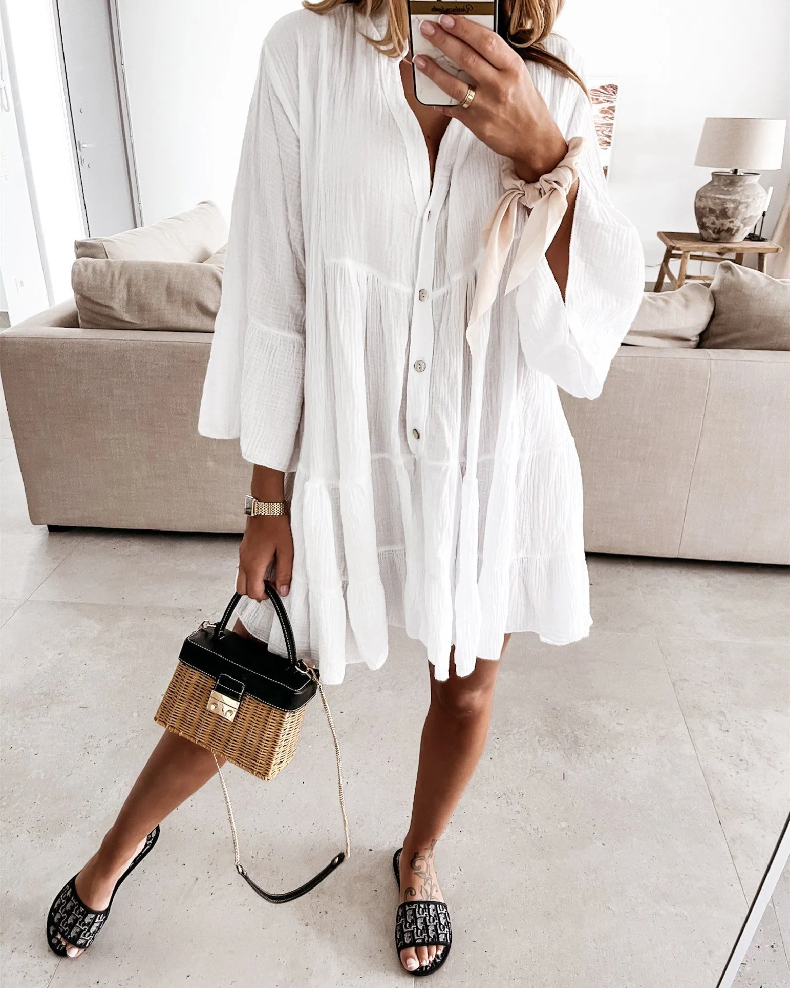 Magic In The Summer Oversize Dress - White