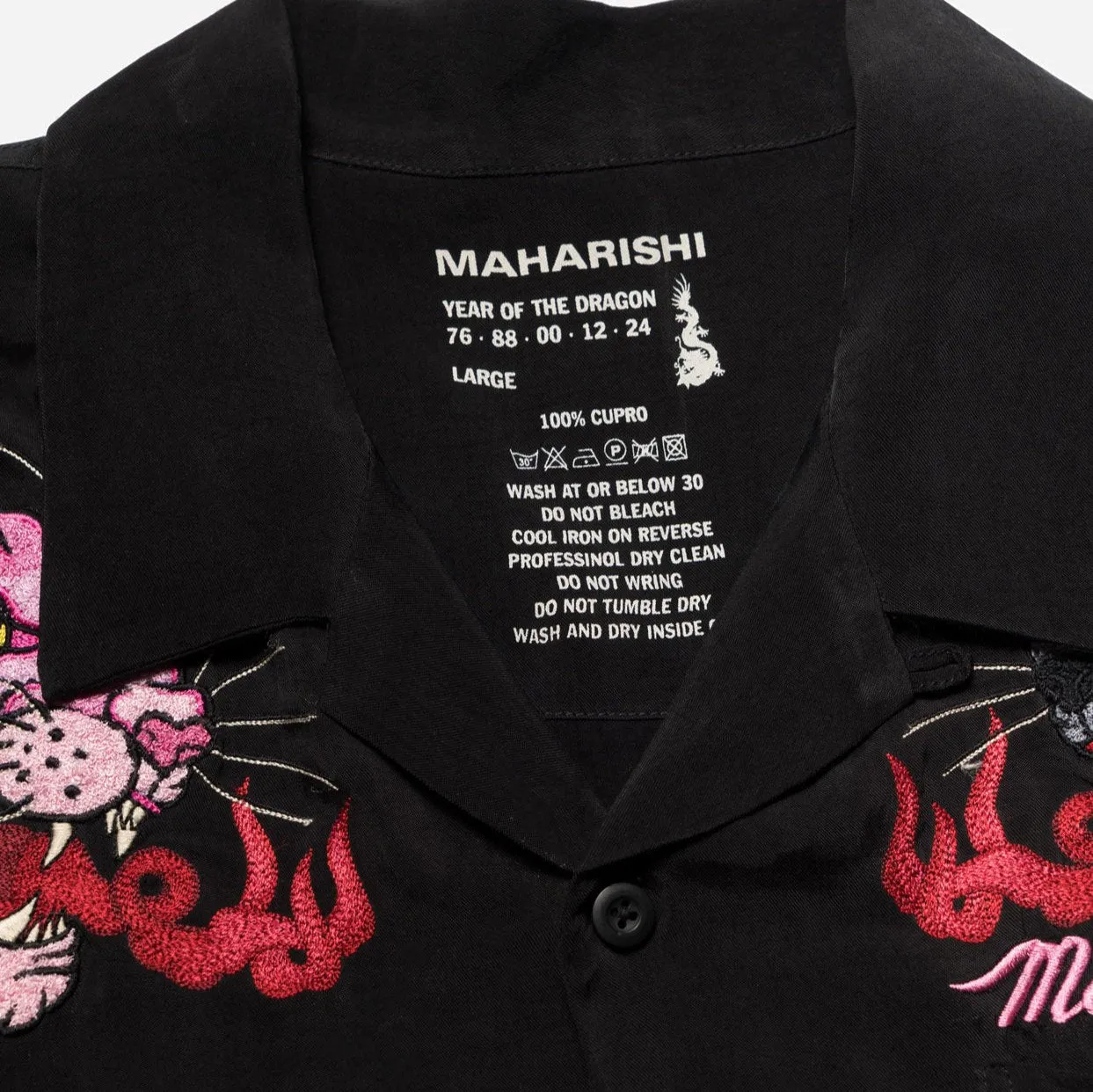 Maharishi Dual Panthers Camp Collar Shirt Black