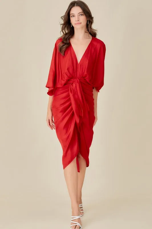 Marena Front Tie Kimono Style Dress