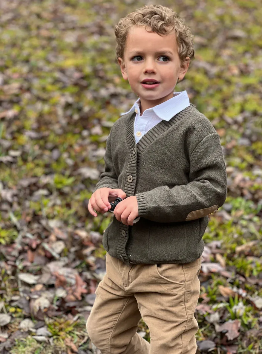 Me & Henry Boys Green Cardigan: Size 3/6M to 8/9 Years
