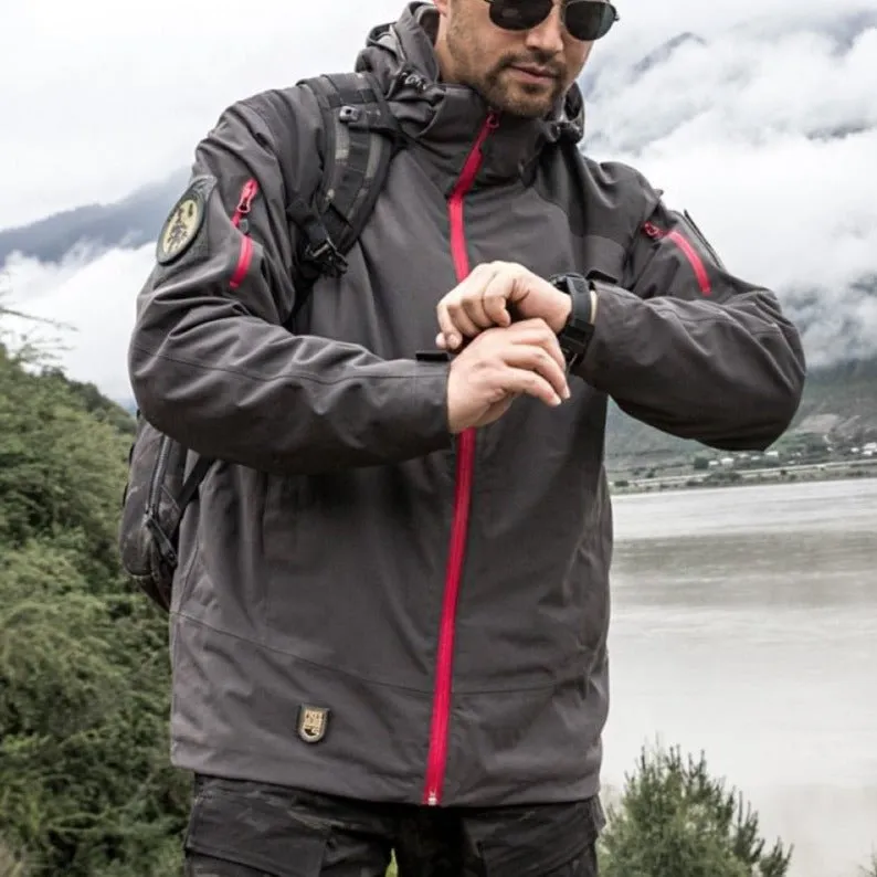 Men soft shell hooded cloth windproof warmth coat for camping hunting