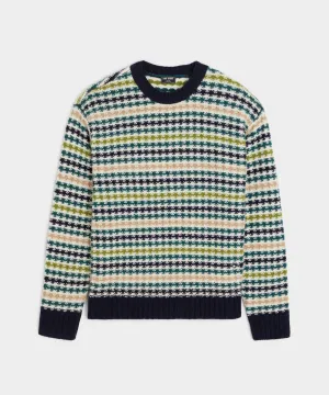 Merino Bubble Stripe Crewneck Sweater in Dark Teal