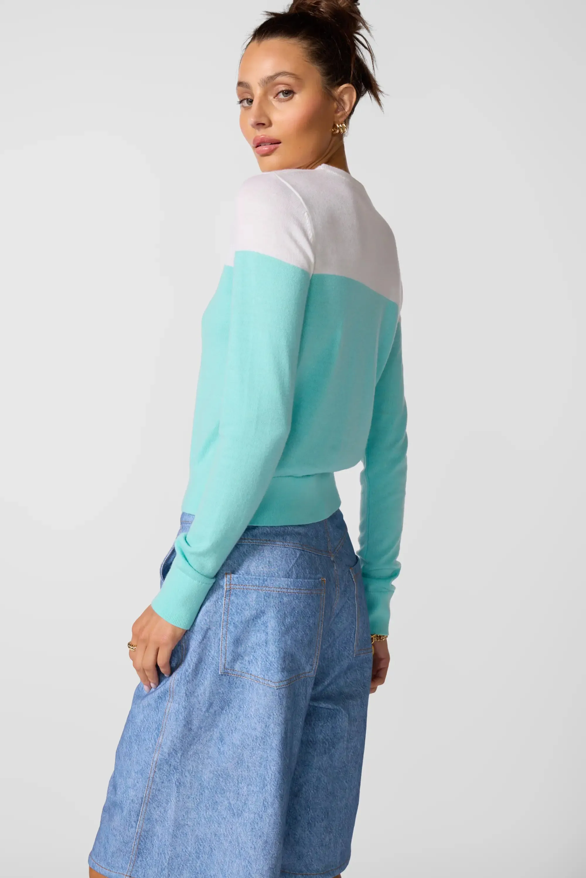 Merino Crew Neck - Limpet/Brilliant White