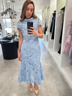 Midi blue lace dress