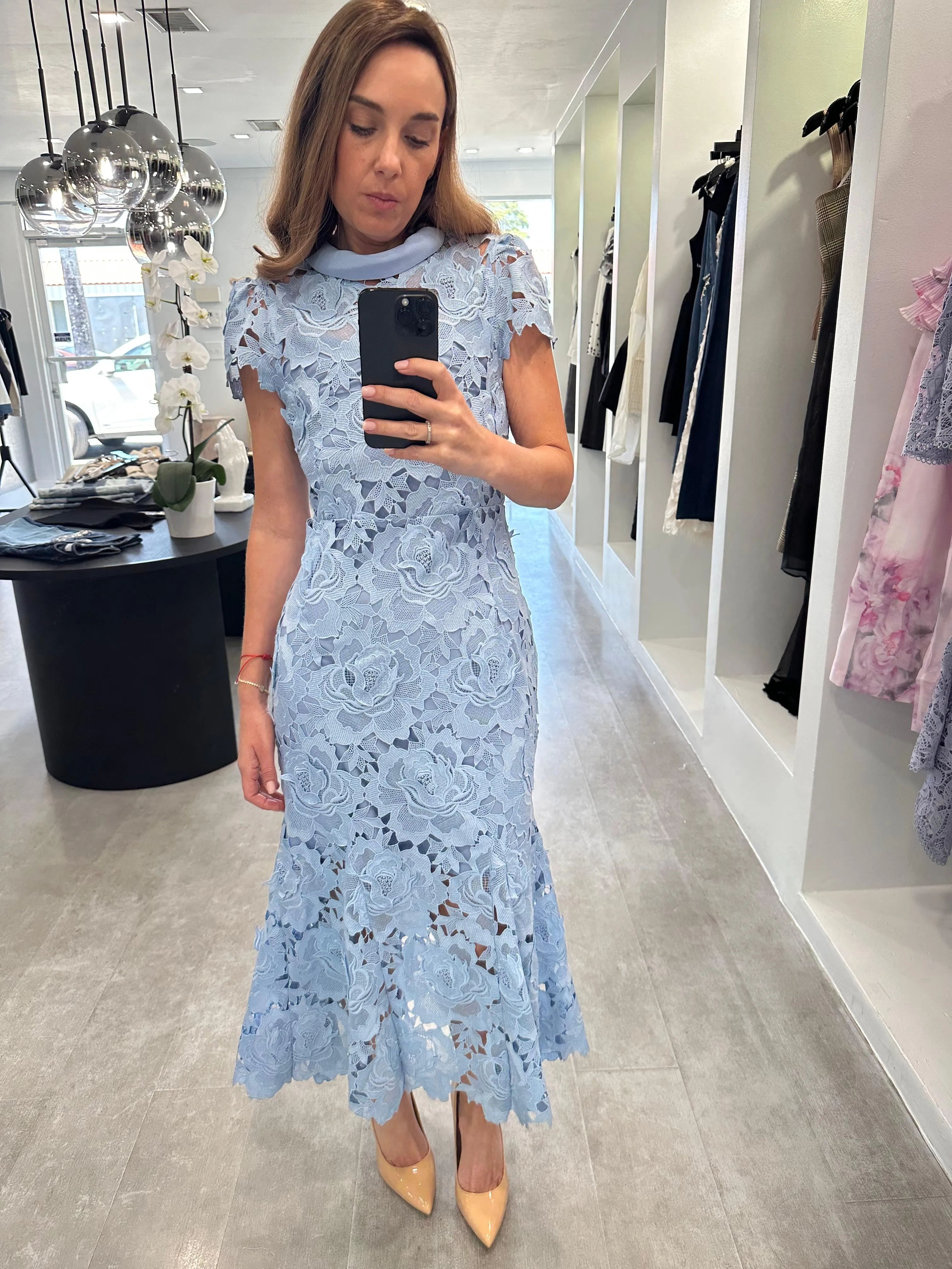 Midi blue lace dress