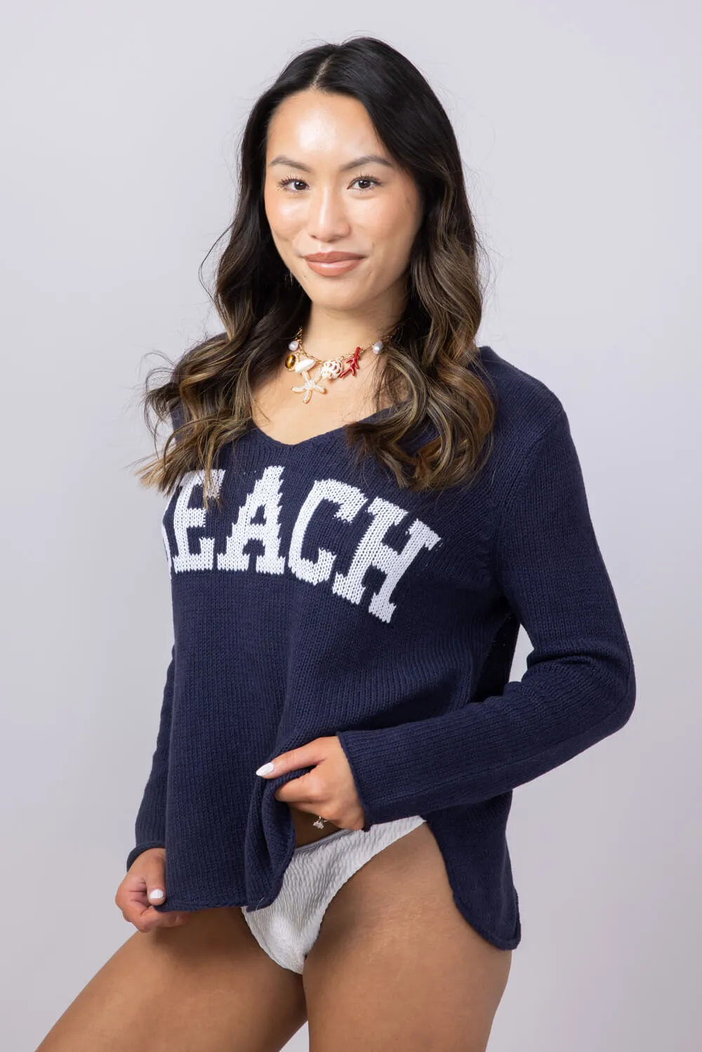 Miracle Beach Lightweight Sweater for Women in Navy | B2501-NAVY
