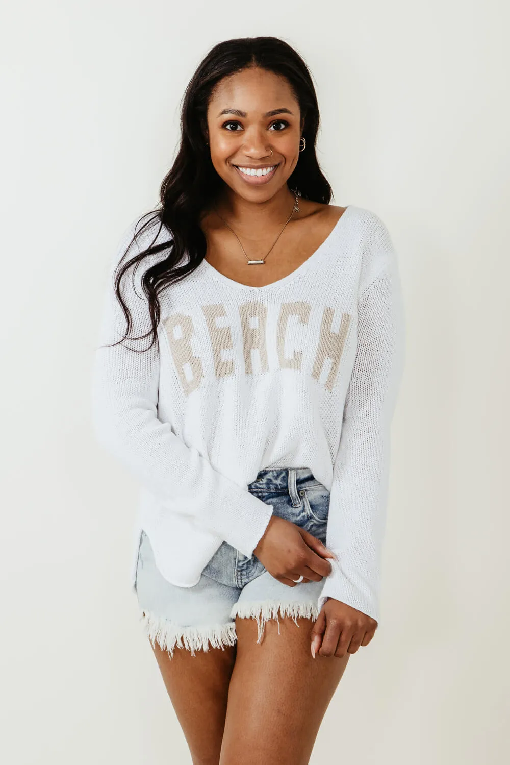 Miracle Beach Sweater for Women in White | F126-WHITEKHAKI