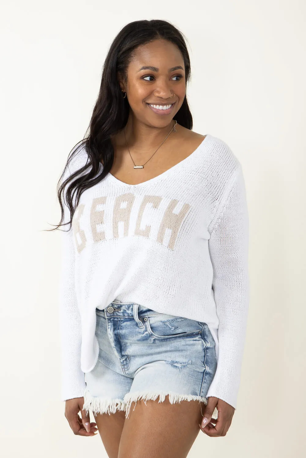 Miracle Beach Sweater for Women in White | F126-WHITEKHAKI
