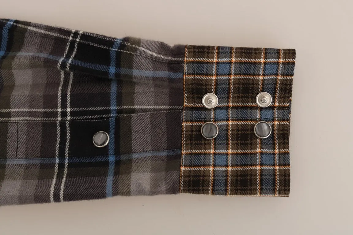 Multicolor Check Cotton Slim Fit Shirt