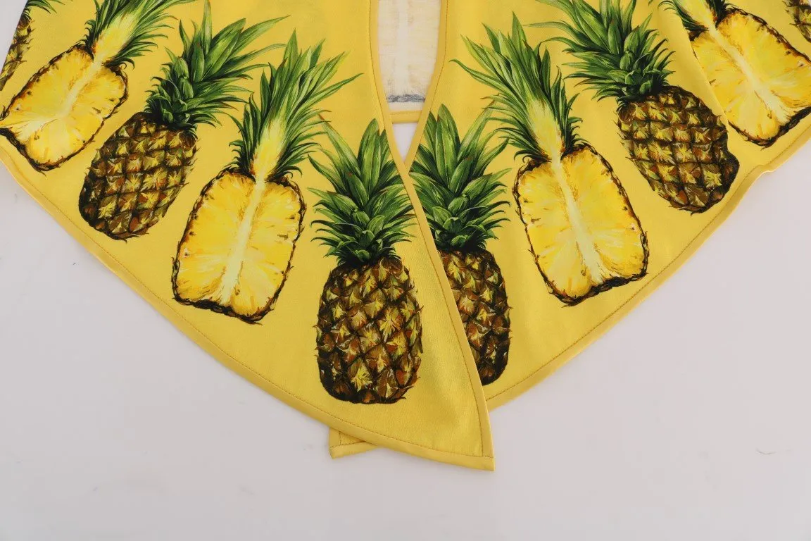 Multicolor Fruit-Print Tie Top Blouse