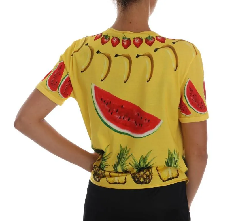 Multicolor Fruit-Print Tie Top Blouse