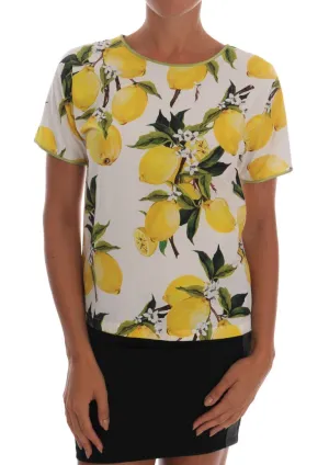 Multicolor Lemon-Print Floral Top Blouse