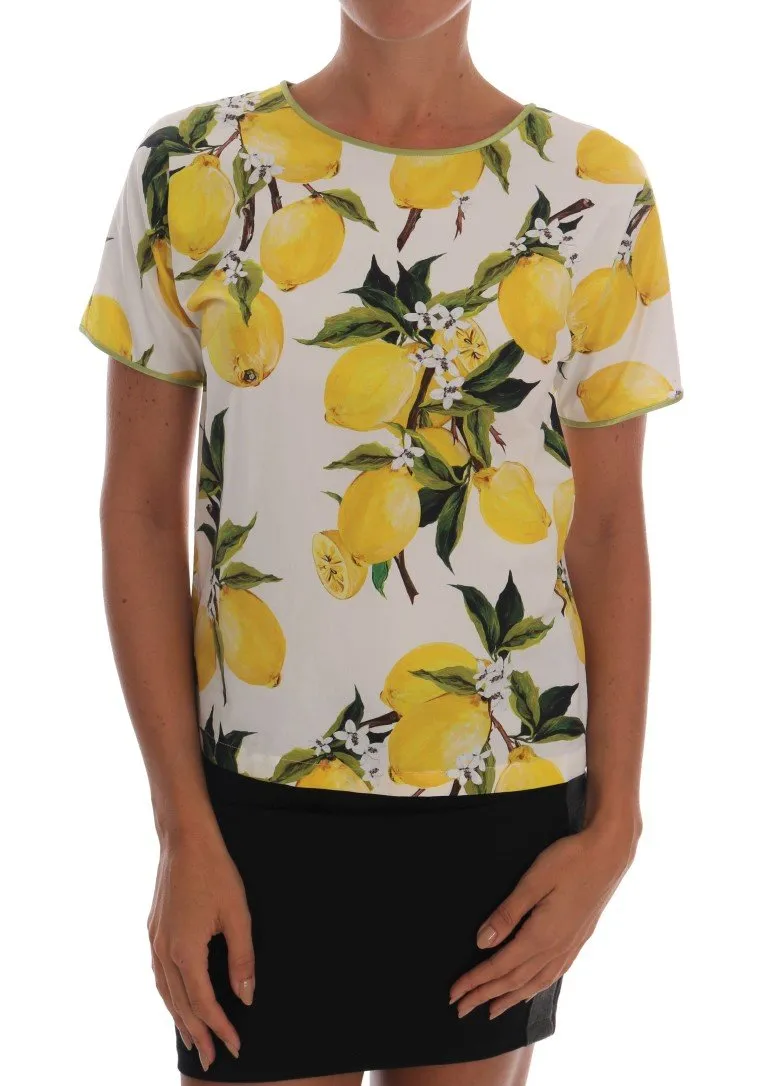 Multicolor Lemon-Print Floral Top Blouse