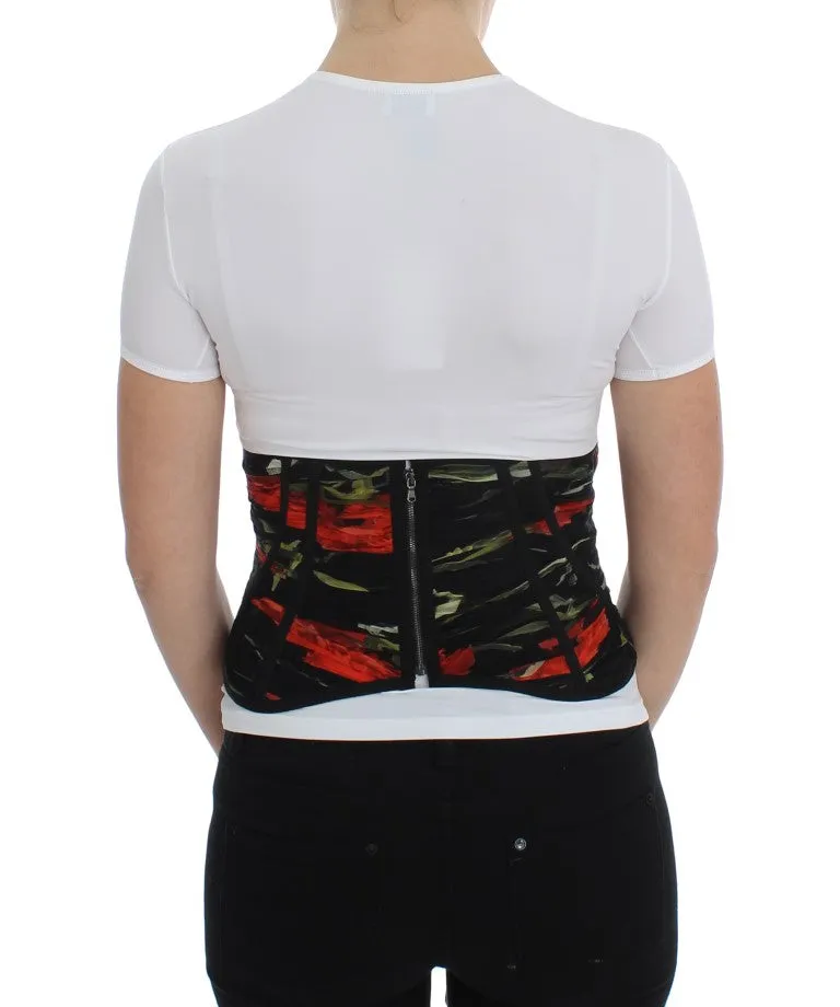 Multicolor Roses Print Waist Corset Belt
