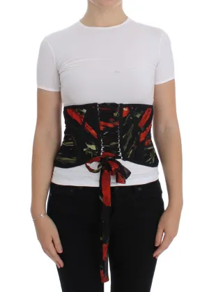 Multicolor Roses Print Waist Corset Belt