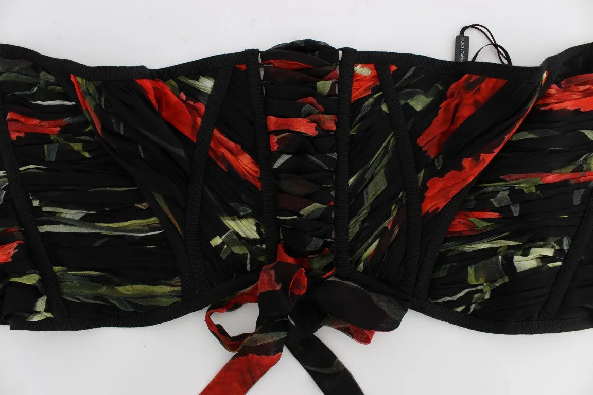 Multicolor Roses Print Waist Corset Belt