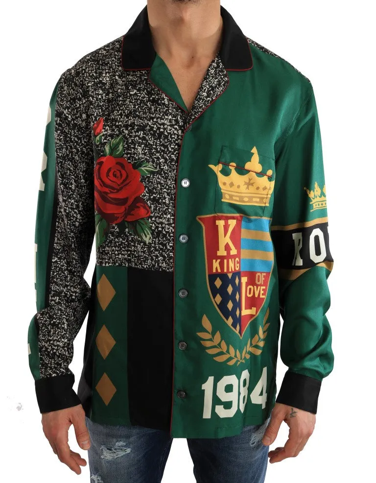 Multicolor Silk KING LOVE Roses Shirt