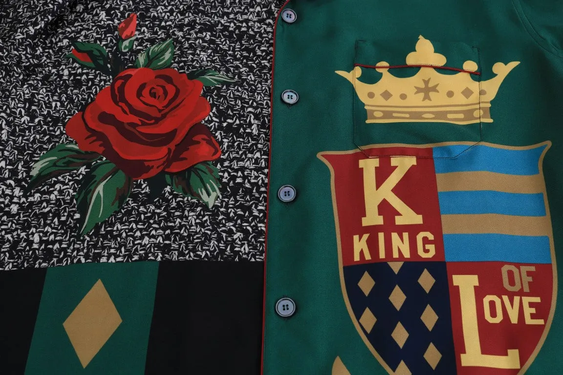 Multicolor Silk KING LOVE Roses Shirt