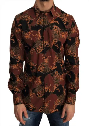 Multicolor Silk Slim Fit GOLD Shirt