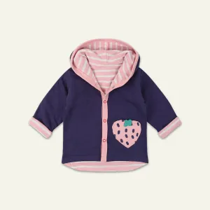 Multicoloured Stripe And Strawberry Applique Jacket