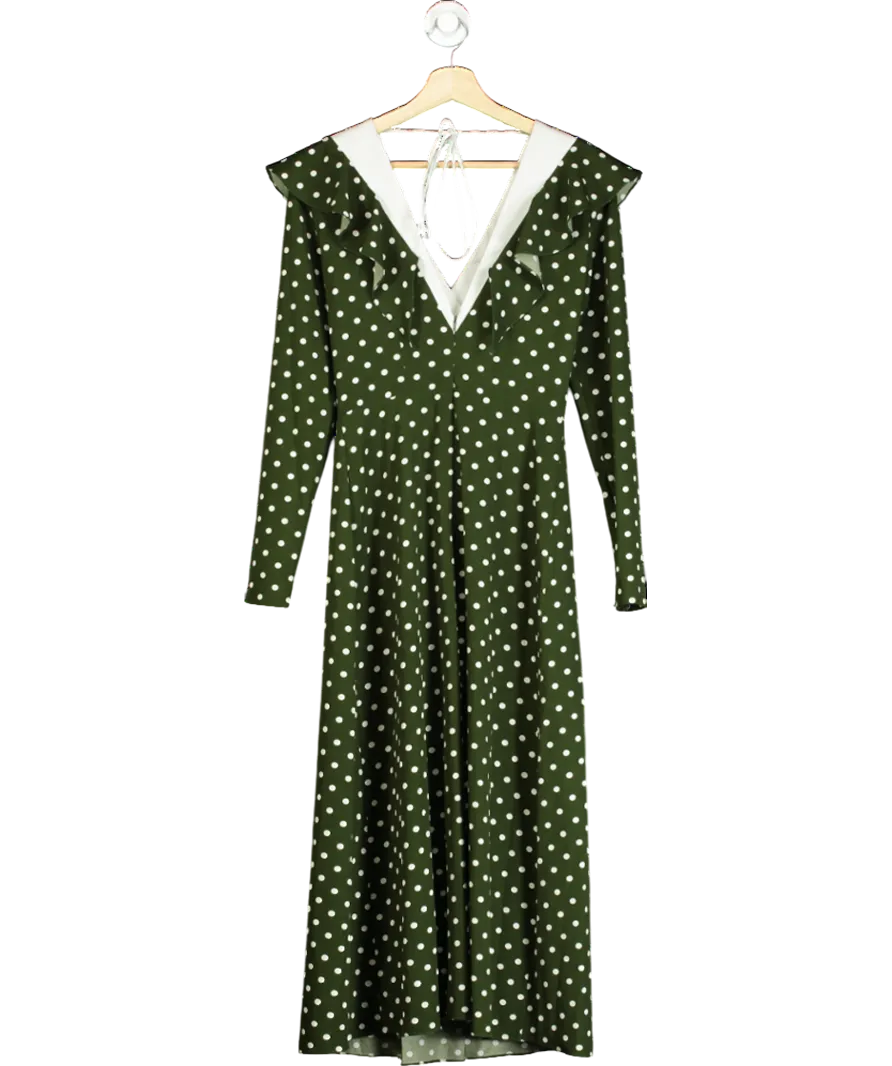 MUSE Green Polka Dot Tie Back Midi Dress UK 8