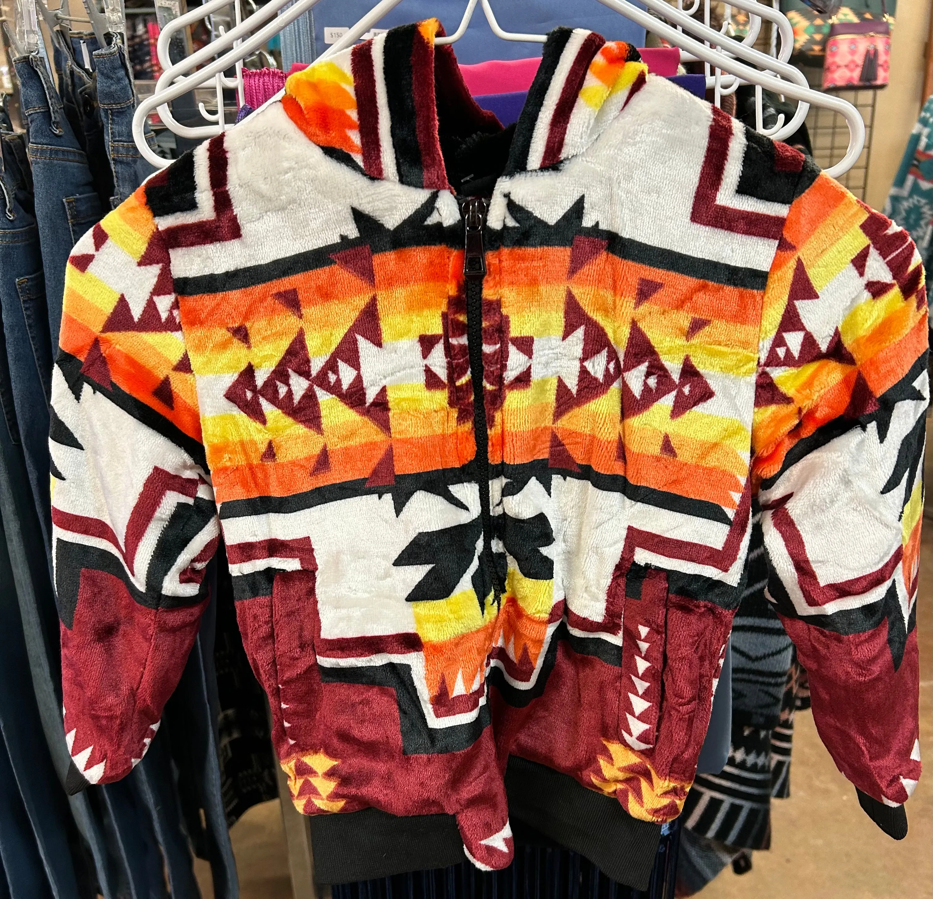 Native Print Kids Hooded Jacket