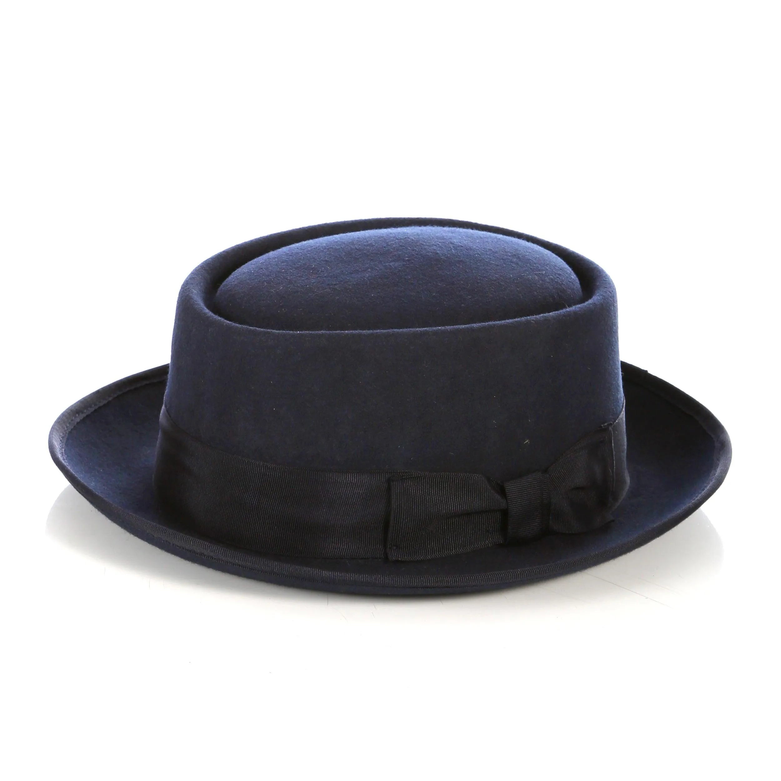 Navy Pork Pie Premium Wool Hat