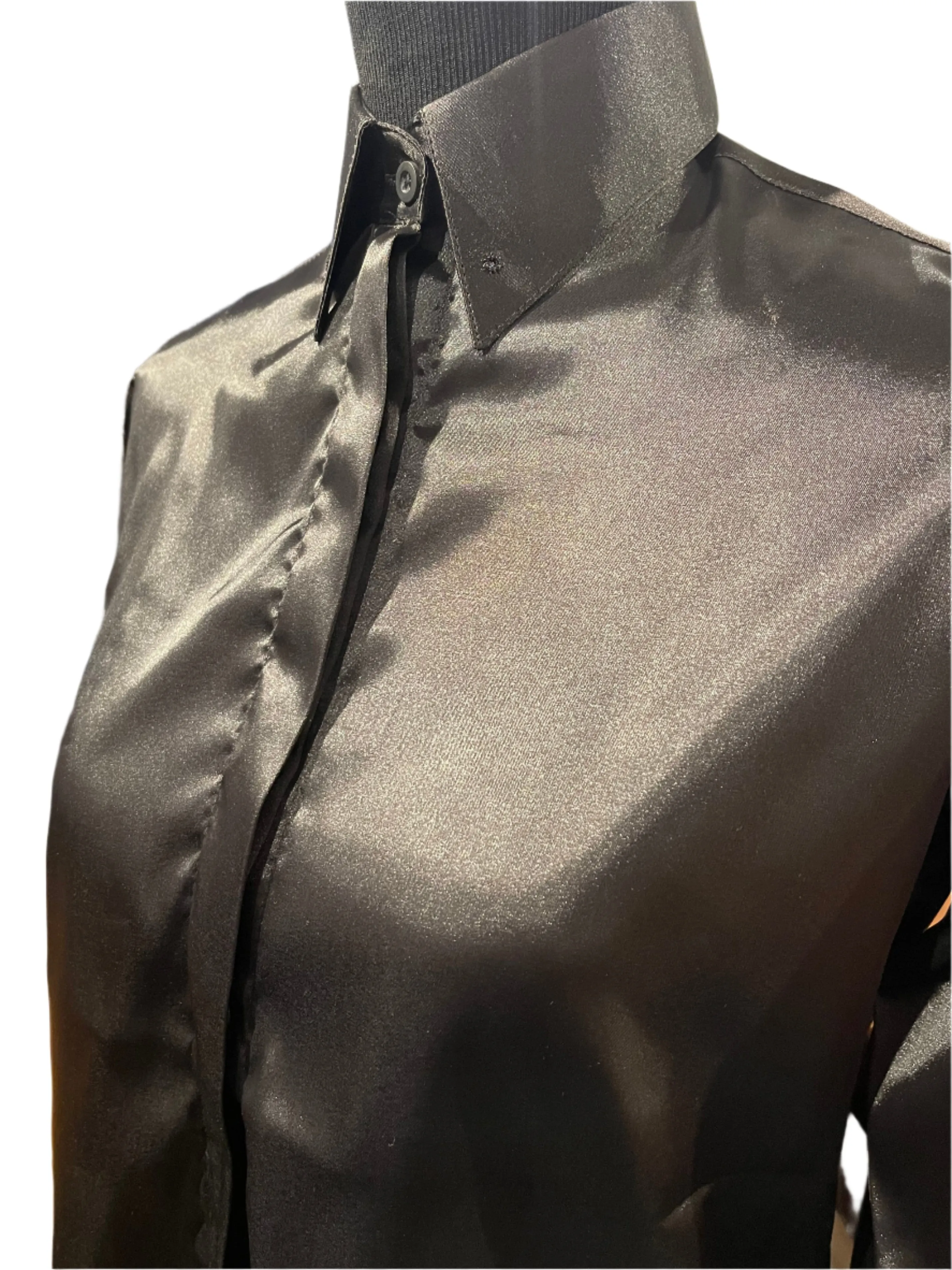 New, Go-N-Show Black Silk Shirt
