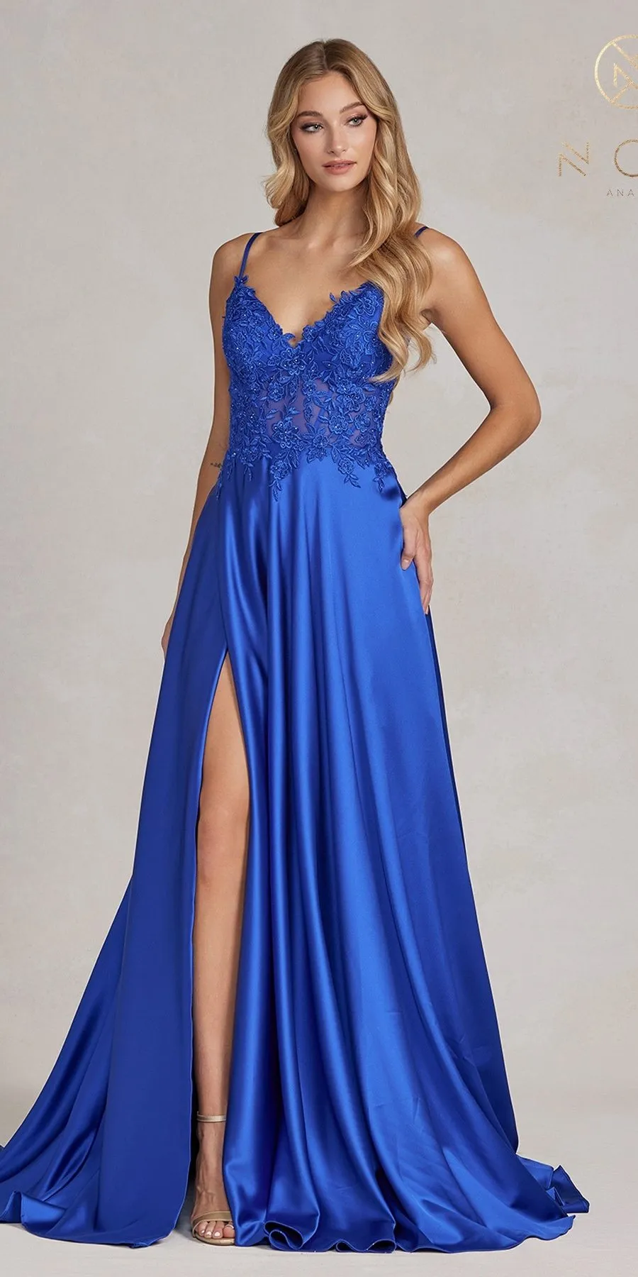 Nox Anabel K1121 Floor Length A-line Formal Gown with Pockets