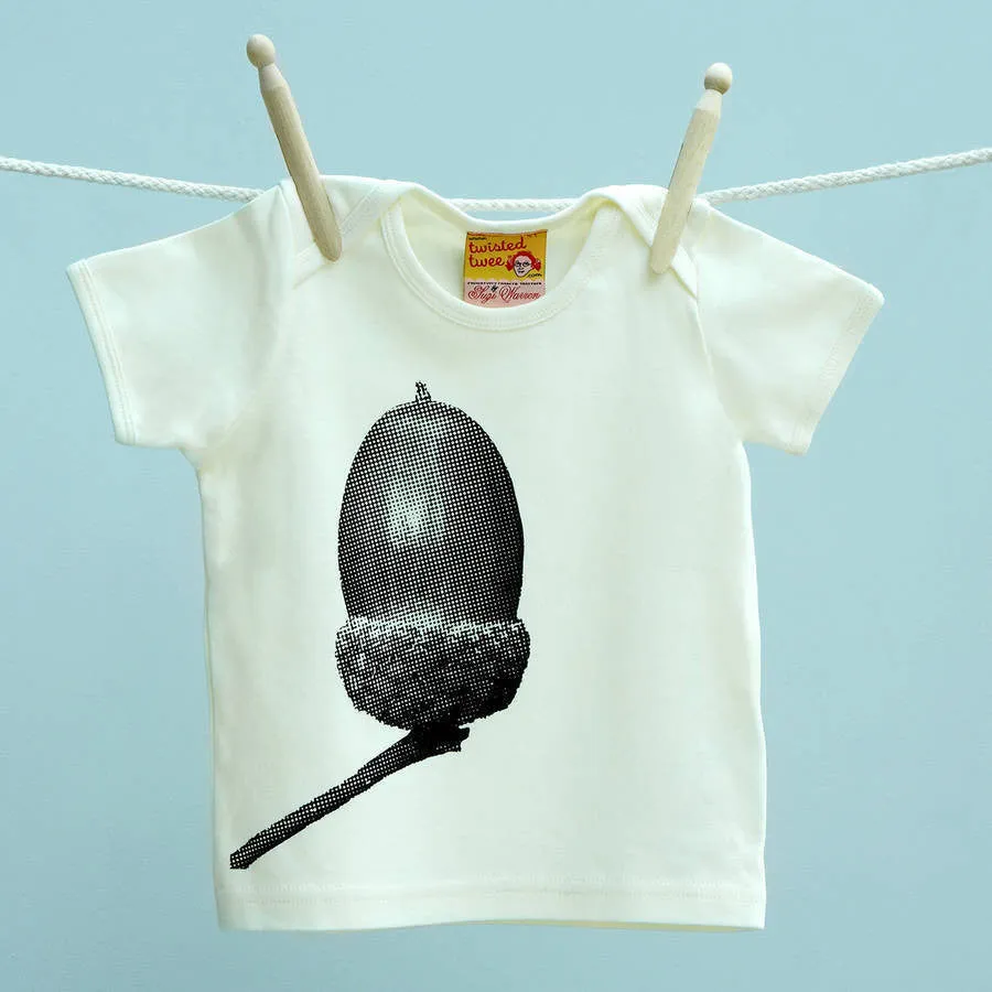 Oak and Acorn cream & black family t shirt set