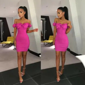 Off Shoulder Bandage Lovely Fold Mini Dress