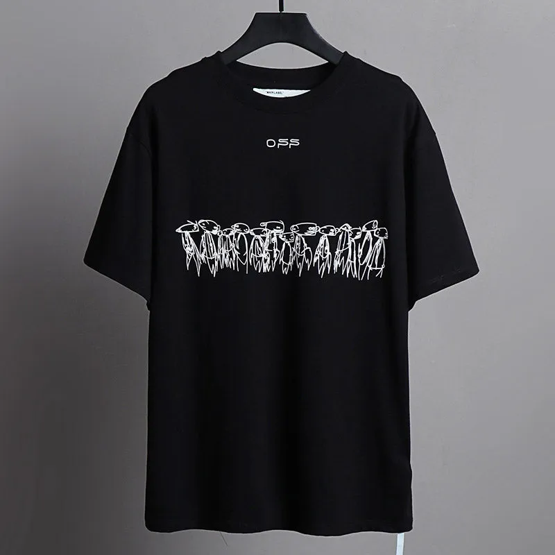 OFF WHITE Cartoon color spelling arrow pattern T-Shirts