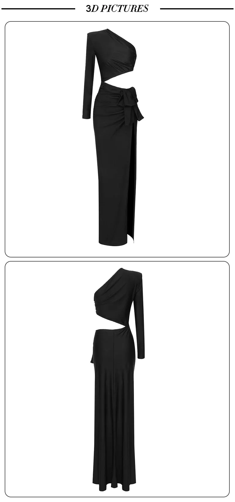 One-Shoulder High Slit Ruched Design Evening Party Dress